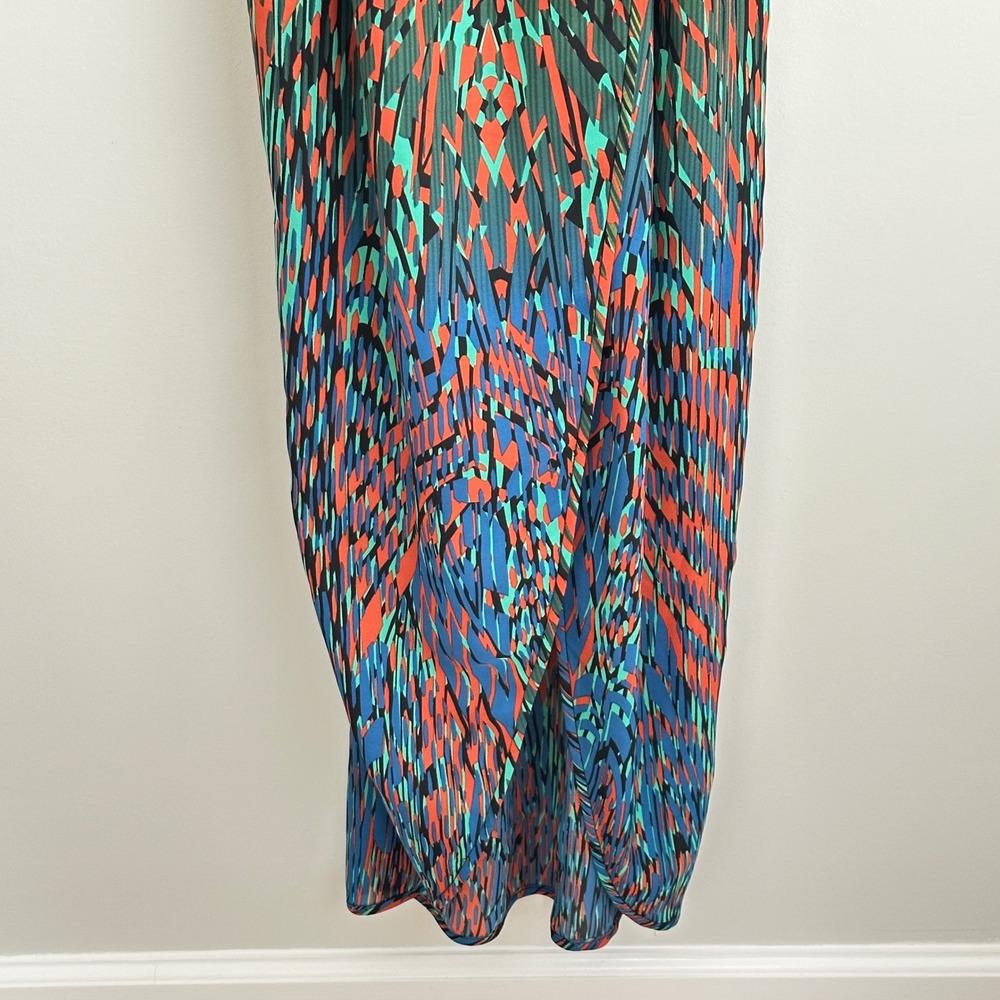 BCBGMaxAzria Multicolor Printed Maxi Dress - Black, Teal, Coral, Blue - Picture 4 of 12